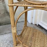 Vintage rattan corner shelf