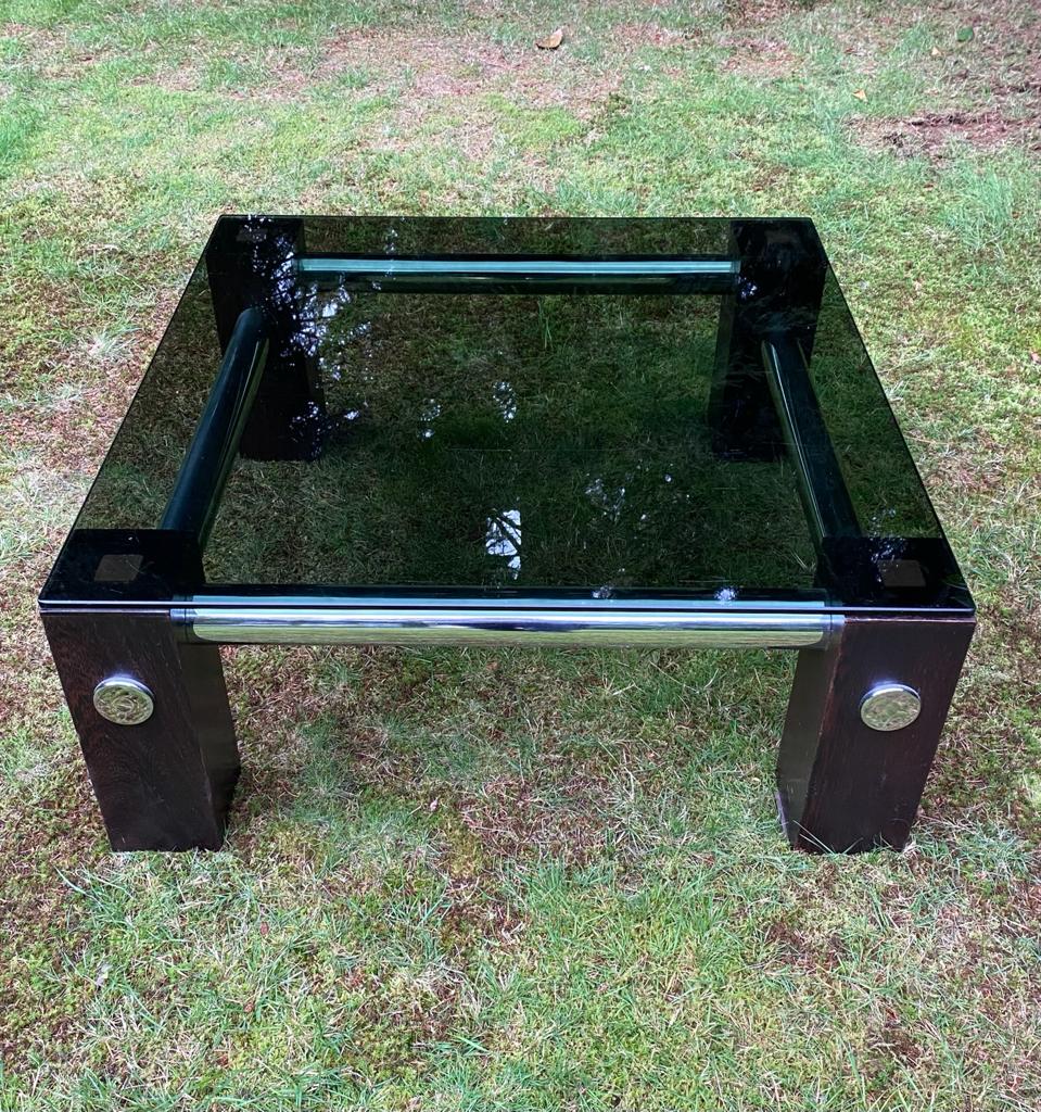 Wengé and Smoked Glass Coffee Table By Martin Visser For Spectrum Ca. 1970s