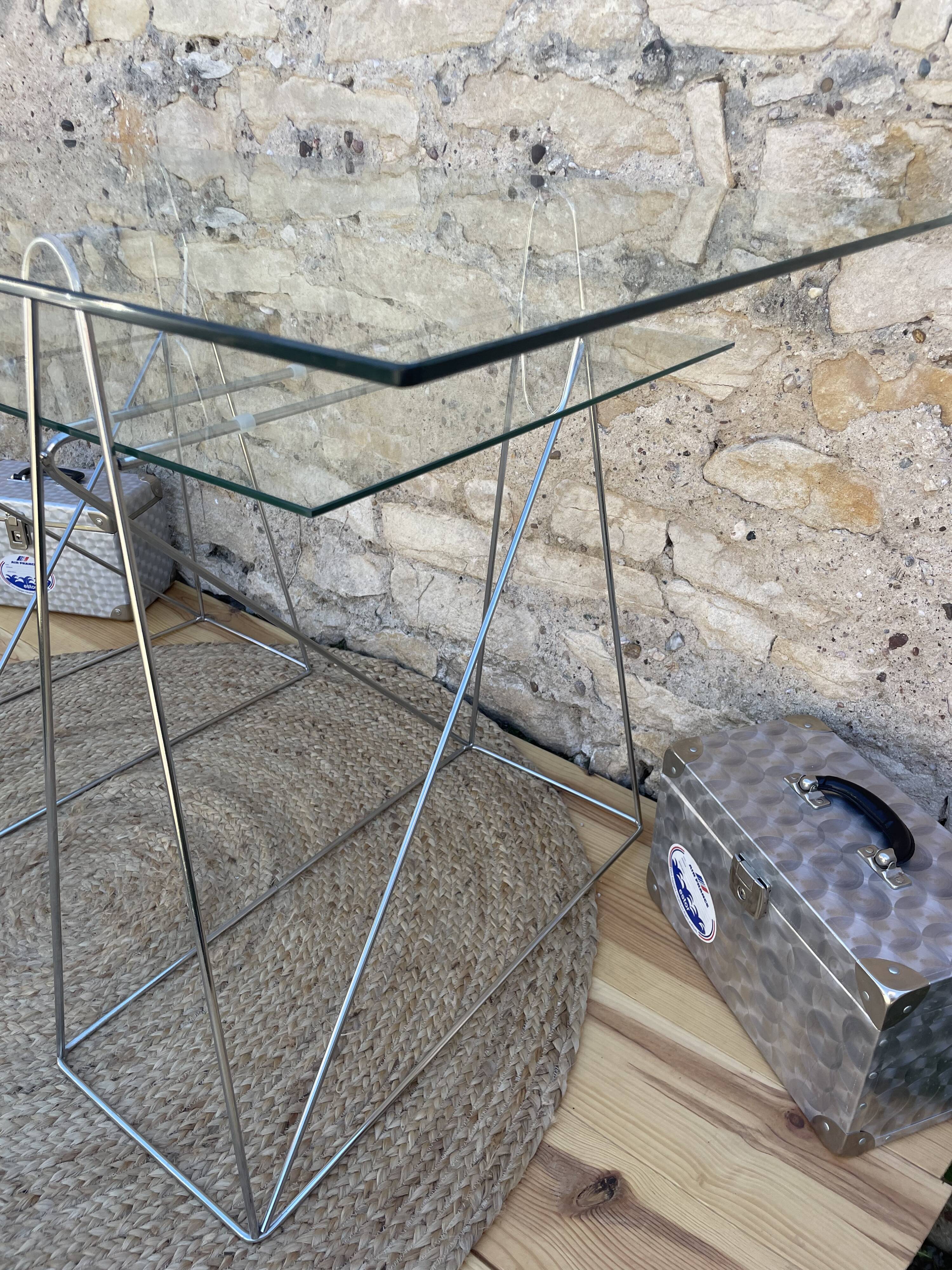 Modernist desk chrome and glass