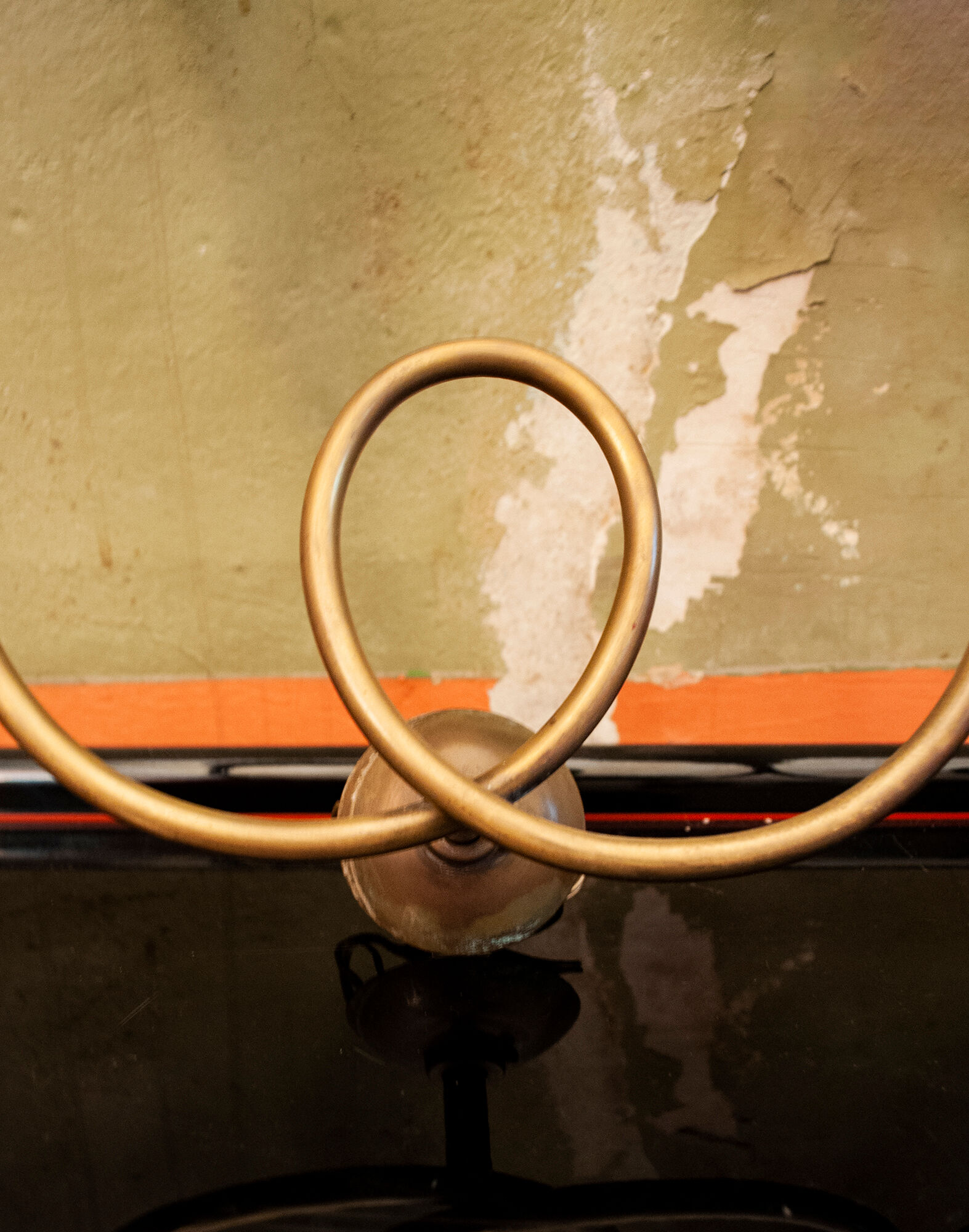 Wall lamp in brass and with three lights.  Italy 50s