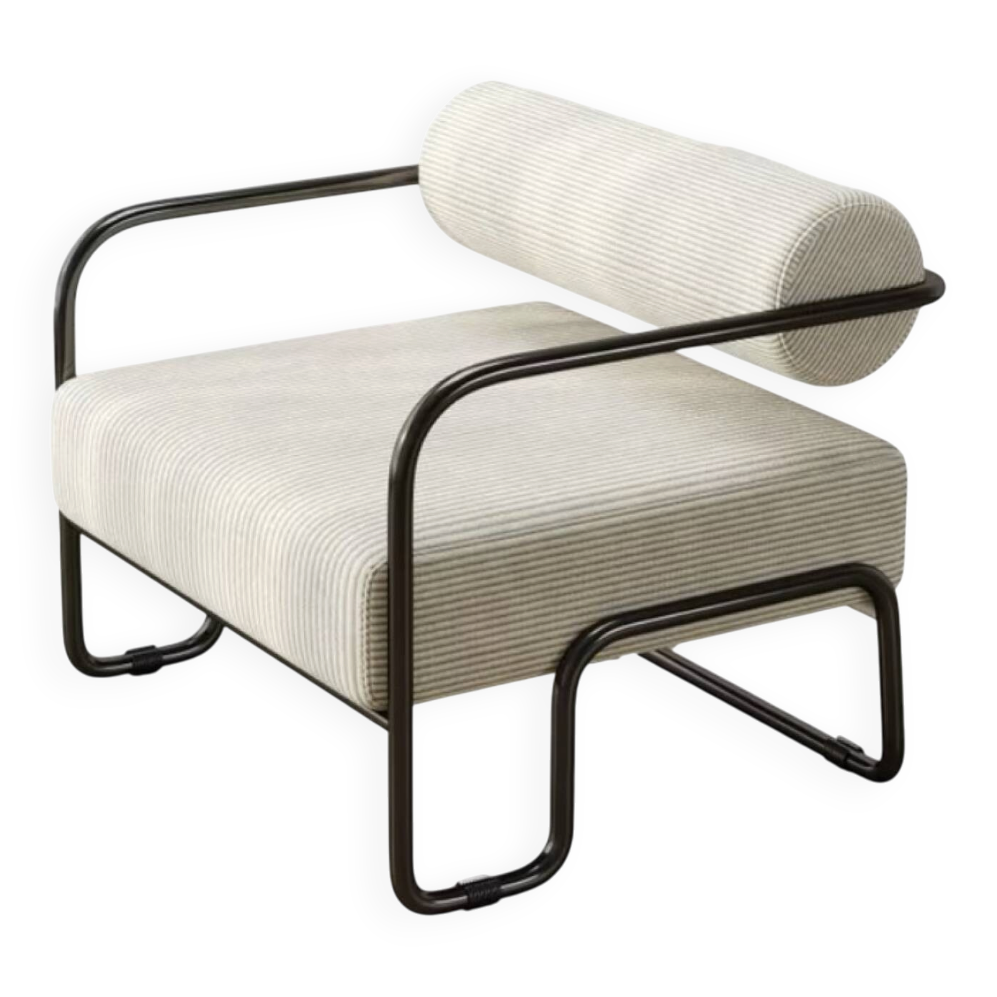 Tubular design armchair in Bauhaus style – Cream ribbed fabric