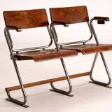 Two-seater folding bench, Bauhaus style, 1930s, Czechoslovakia