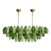Chandelier en verre de Murano "Poliedri" contemporain en vert clair et foncé par Sim