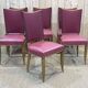 Set of 6 beech chairs with skai in the style of Jules Leleu.