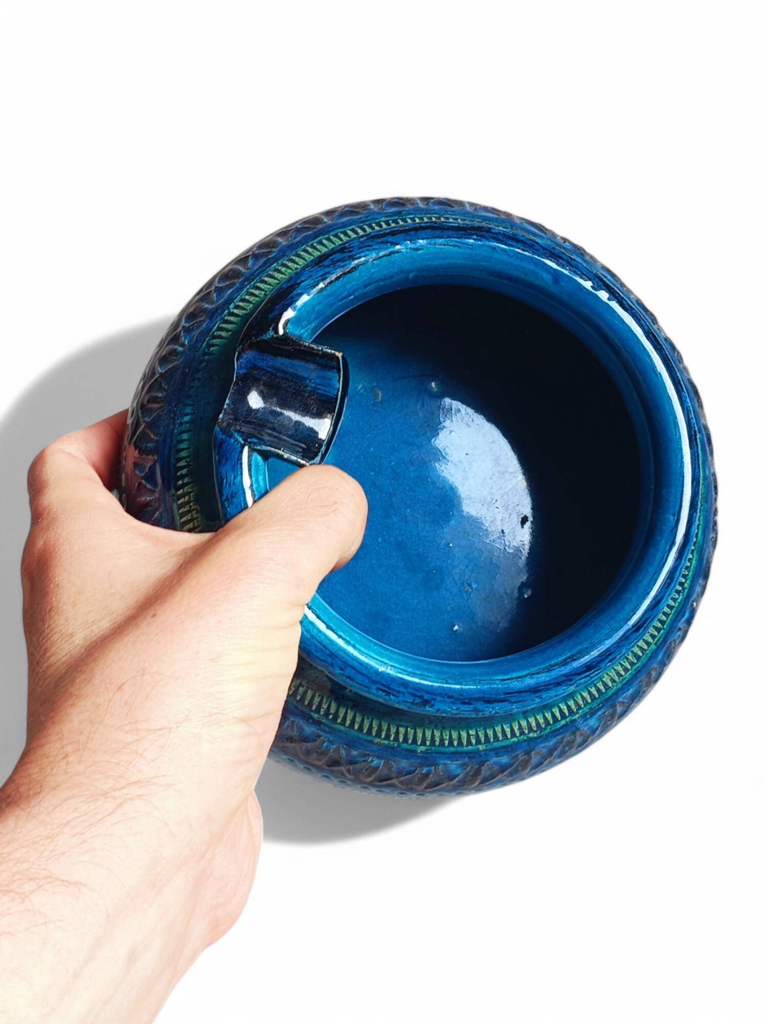 Bitossi Large Ashtray by Aldo Londi, Rimini Blu Ceramic, Italy, 1960s