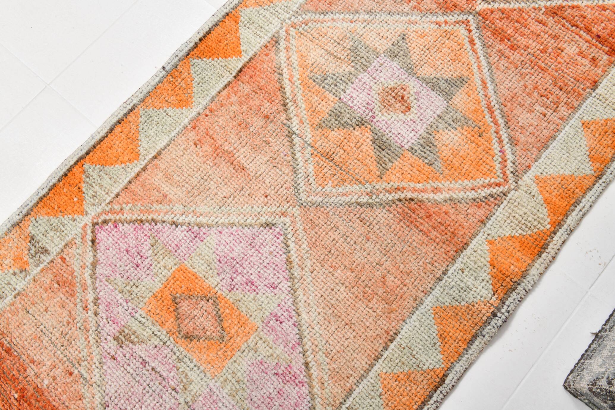 3x10 Orange & Beige Persian Vintage Runner Rug, 94x317Cm SK 22040