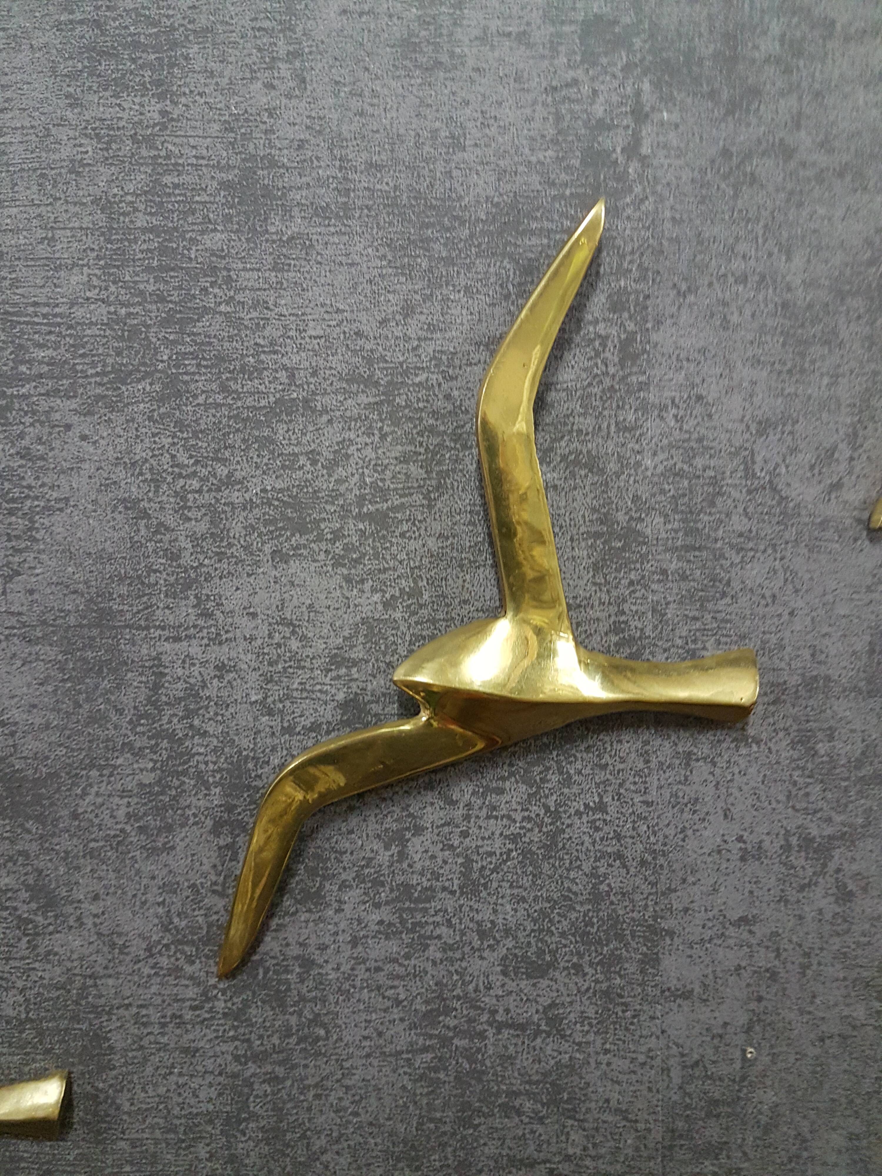 Trio de mouettes en laiton décoration murale des années 50/60