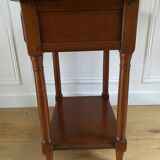 Nightstand, vintage side table with a drawer and a low shelf in solid wood