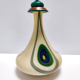 Beige Encased and Hand-blown Glass Decanter Bottle, Italy