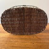 Small wicker and green metal basket