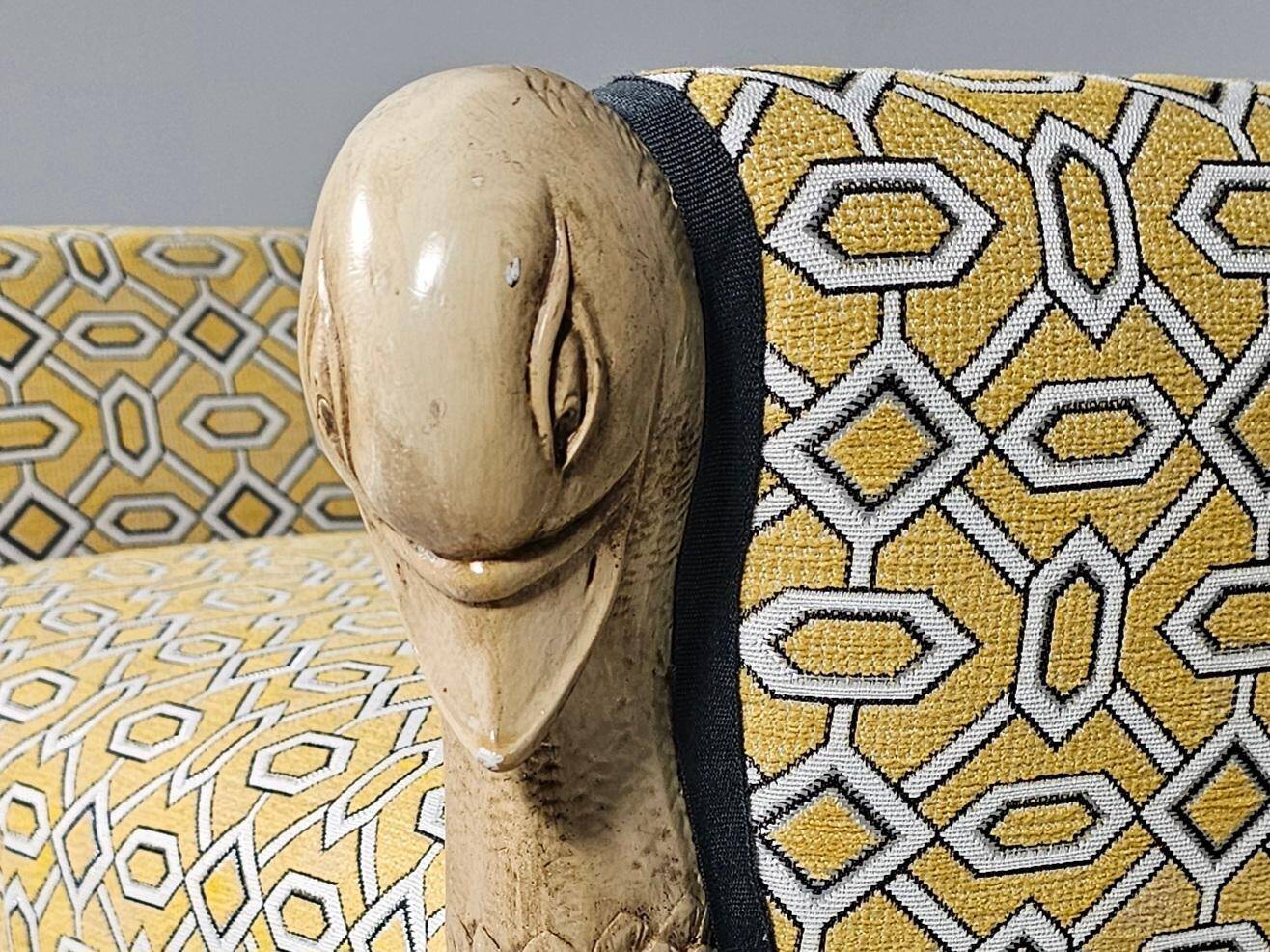 Swan neck bench, hand-carved, France, 1940s