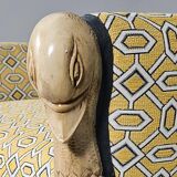 Swan neck bench, hand-carved, France, 1940s