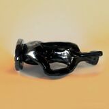 Old Vallauris soliflore vase in pearly black ceramic - female body