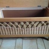 Vintage wooden and rattan toy chest