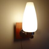 Scandinavian wall light, Glass and teak