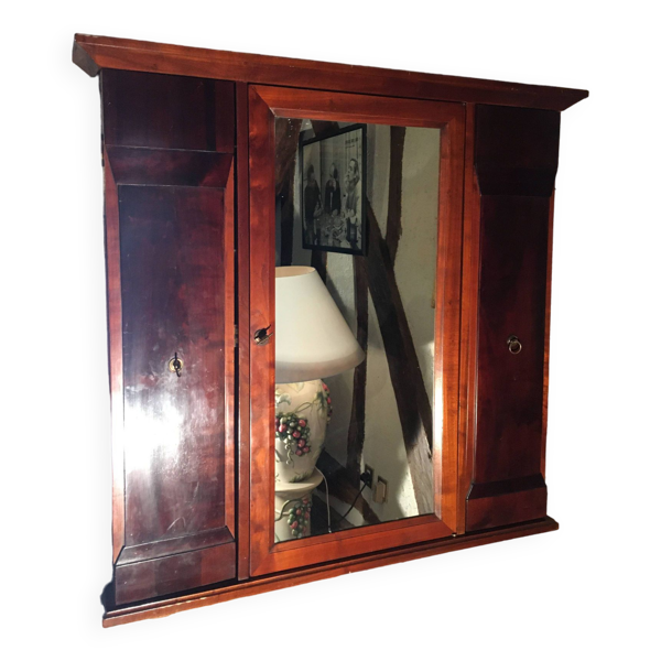 Cravatier mural vintage ''Felix Monge'' en merisier avec miroirs