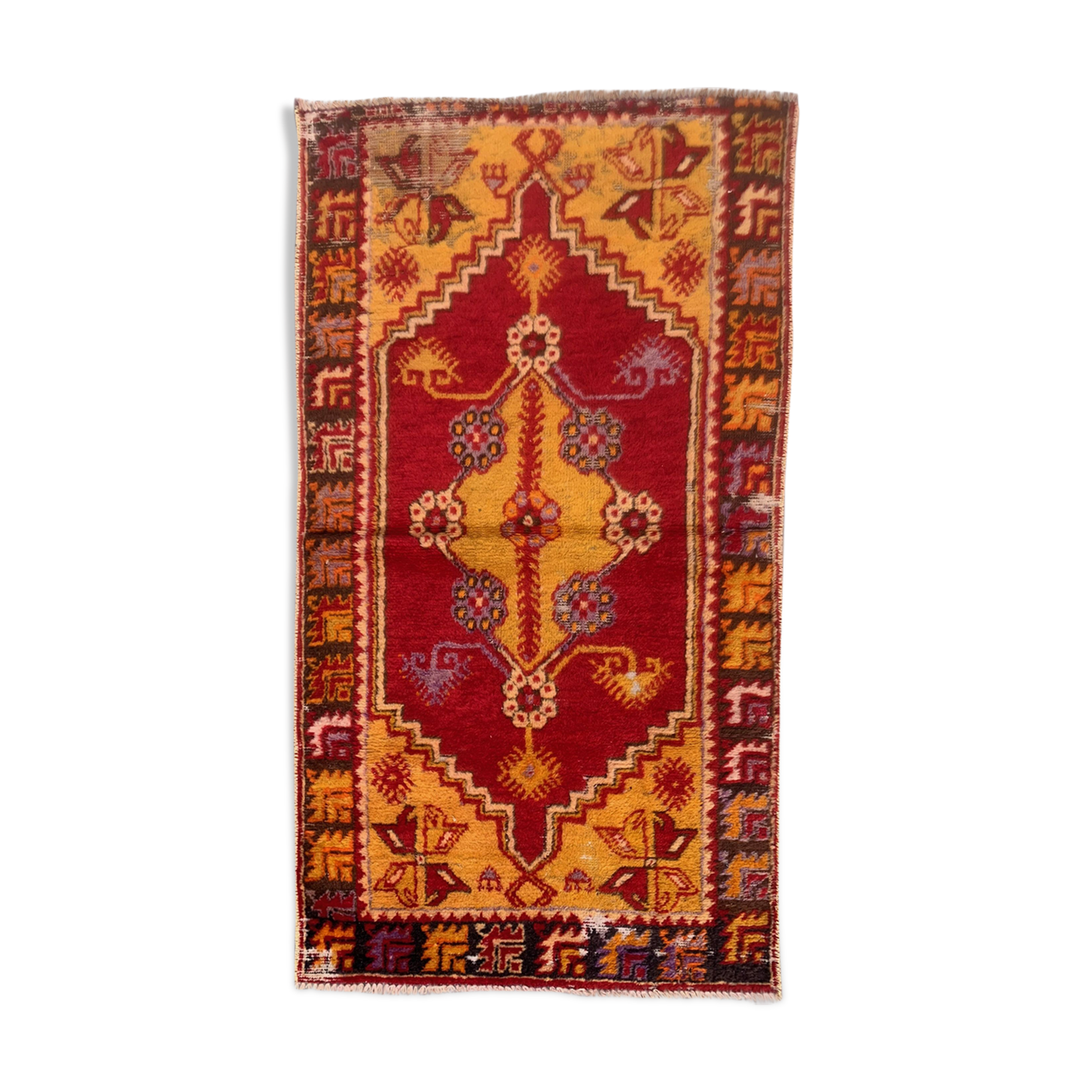 Turkish oushak rug 140x77 cm vintage carpet