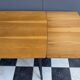 Wood enlarging dining table black wood legs 1960s