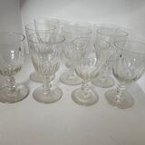 Set of 10 faceted wine or water glasses