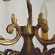 Large French Art Nouveau Acanthus 6 Light Bronze & Crystal Cage Chandelier