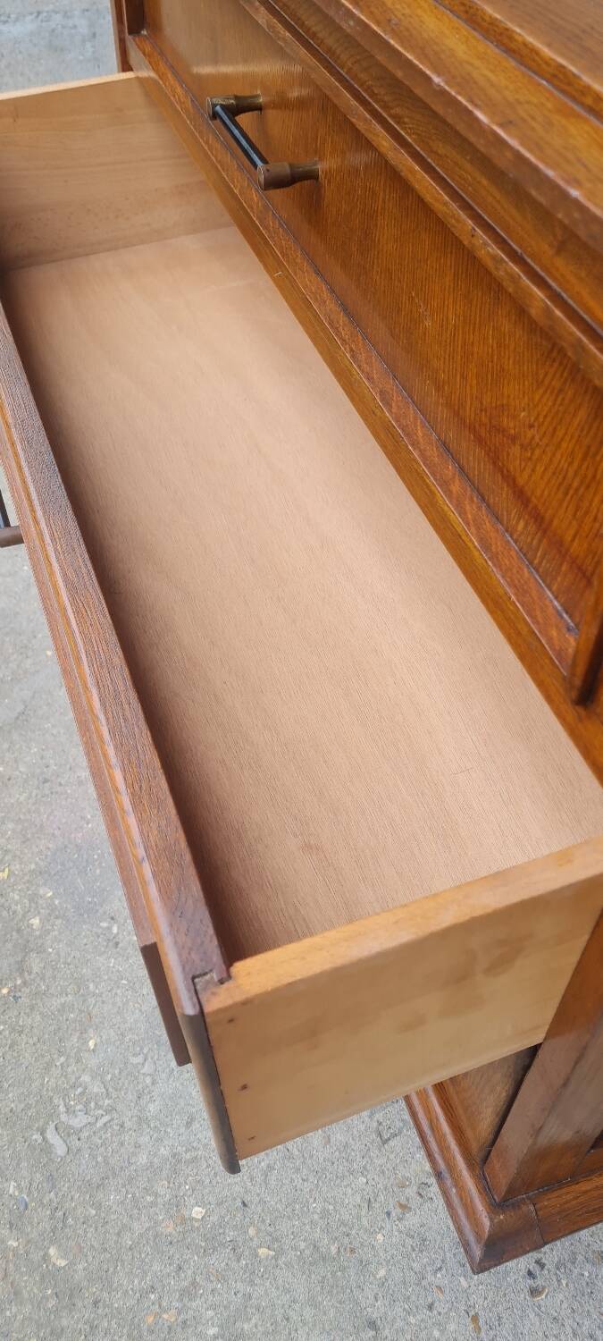 Oak compass foot chest of drawers 1960