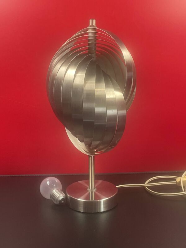 Henri Mathieu 70's Lampe  Design Cinétique Aluminium Brossé - 36 cm