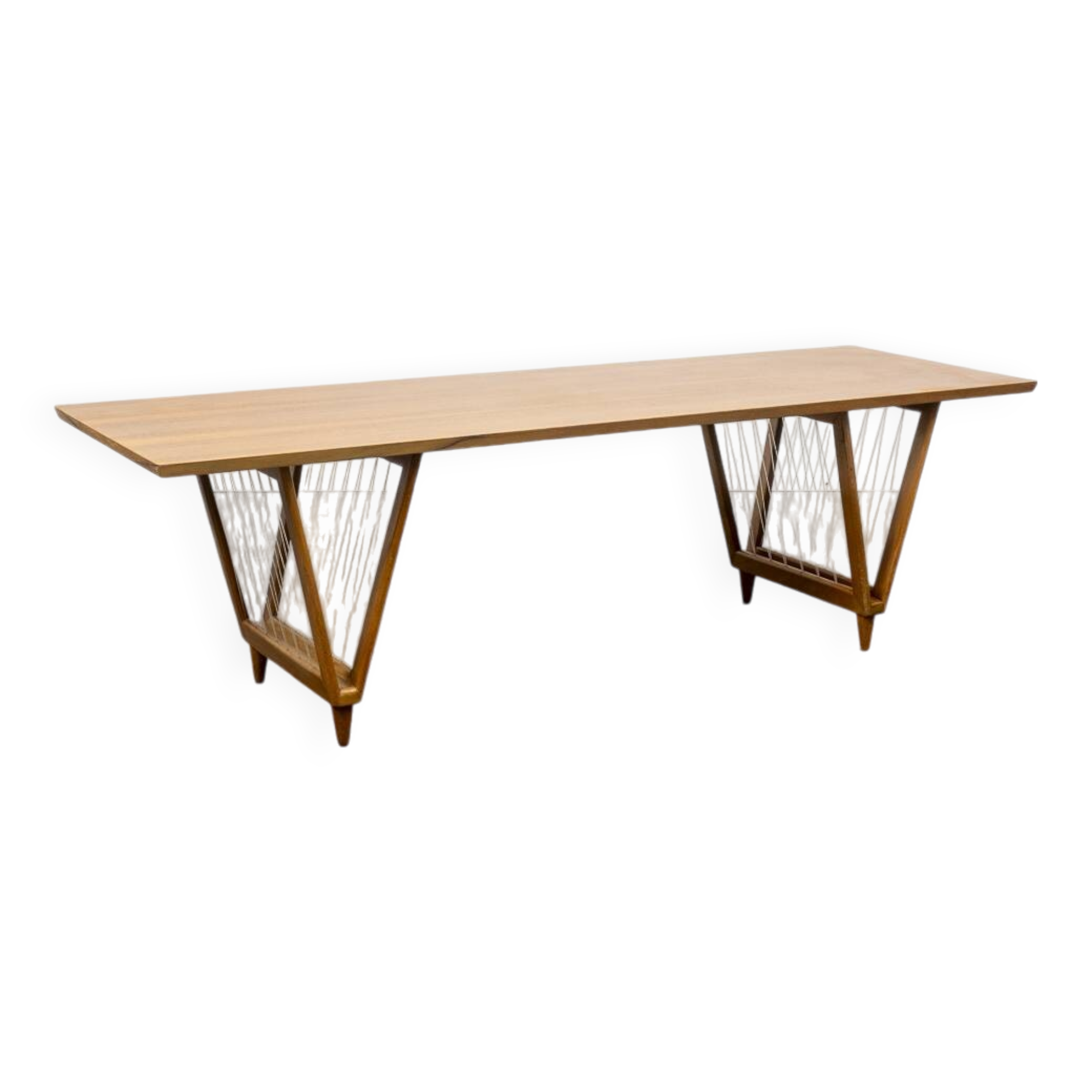 1950s coffee table, walnut, V-shaped legs, restored