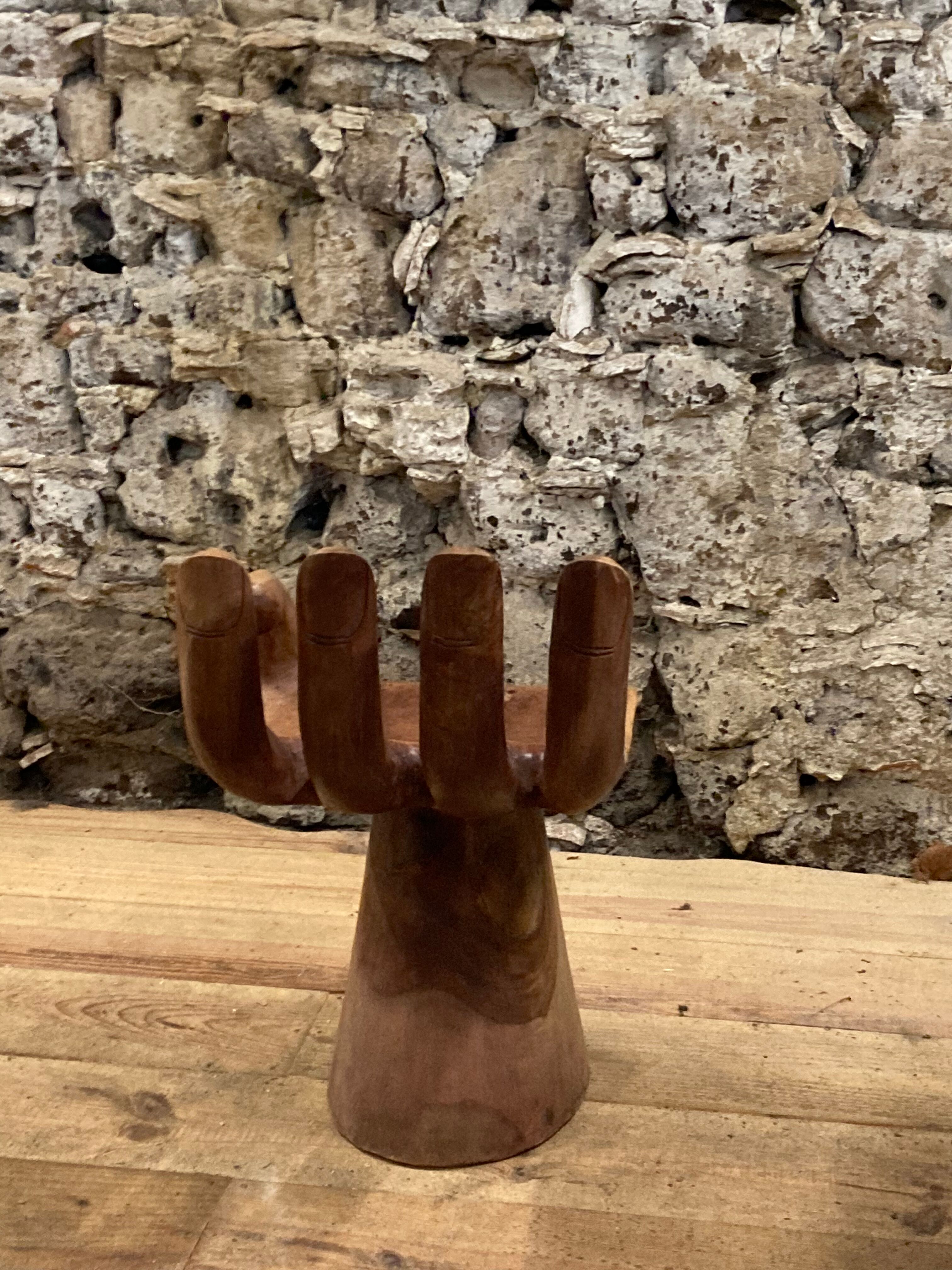 Unique vintage exotic wood hand chair, 70s