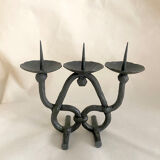 Brutalist beaten iron chandelier