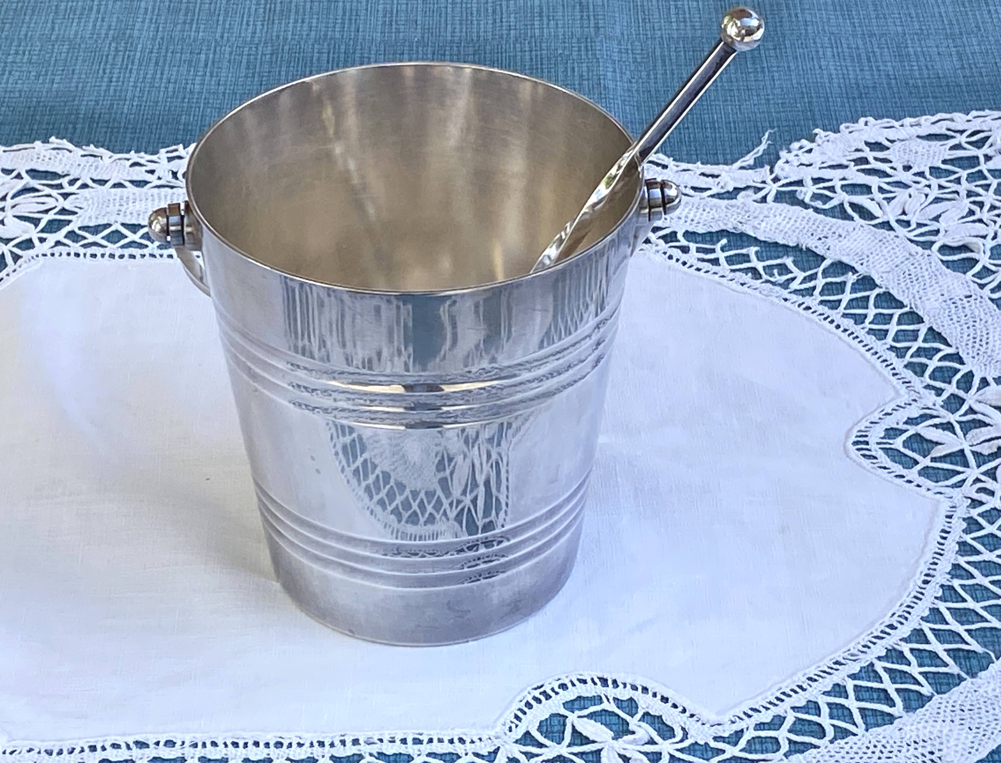 Ice bucket, ice cubes, cooler, silver-plated metal - goldsmith Saint Médard