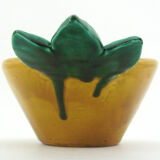 Yellow and green ceramic salad - pineapple-shaped barbotine - Vallauris France - vintage 60s