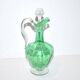 Green Venetian-ribbed crystal decanter – antique wine pitcher