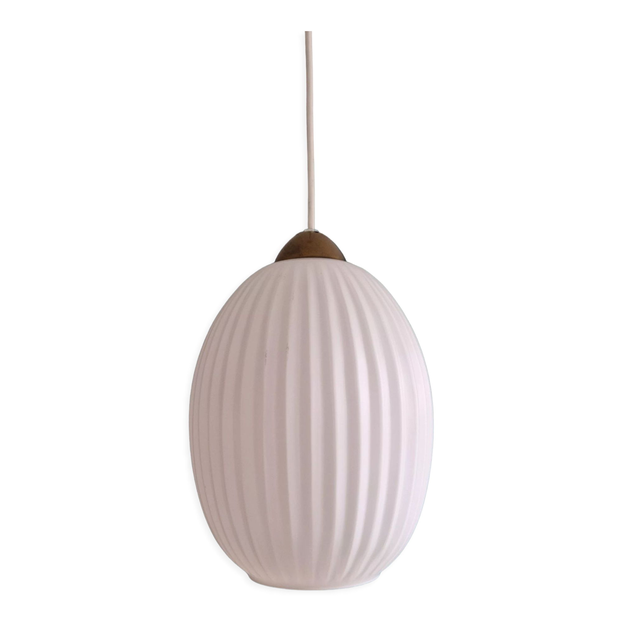 Scandinavian suspension lamp in white opaline 1960s
