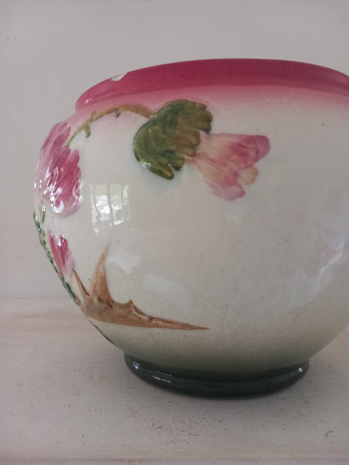 Delphin Massier earthenware cache pot