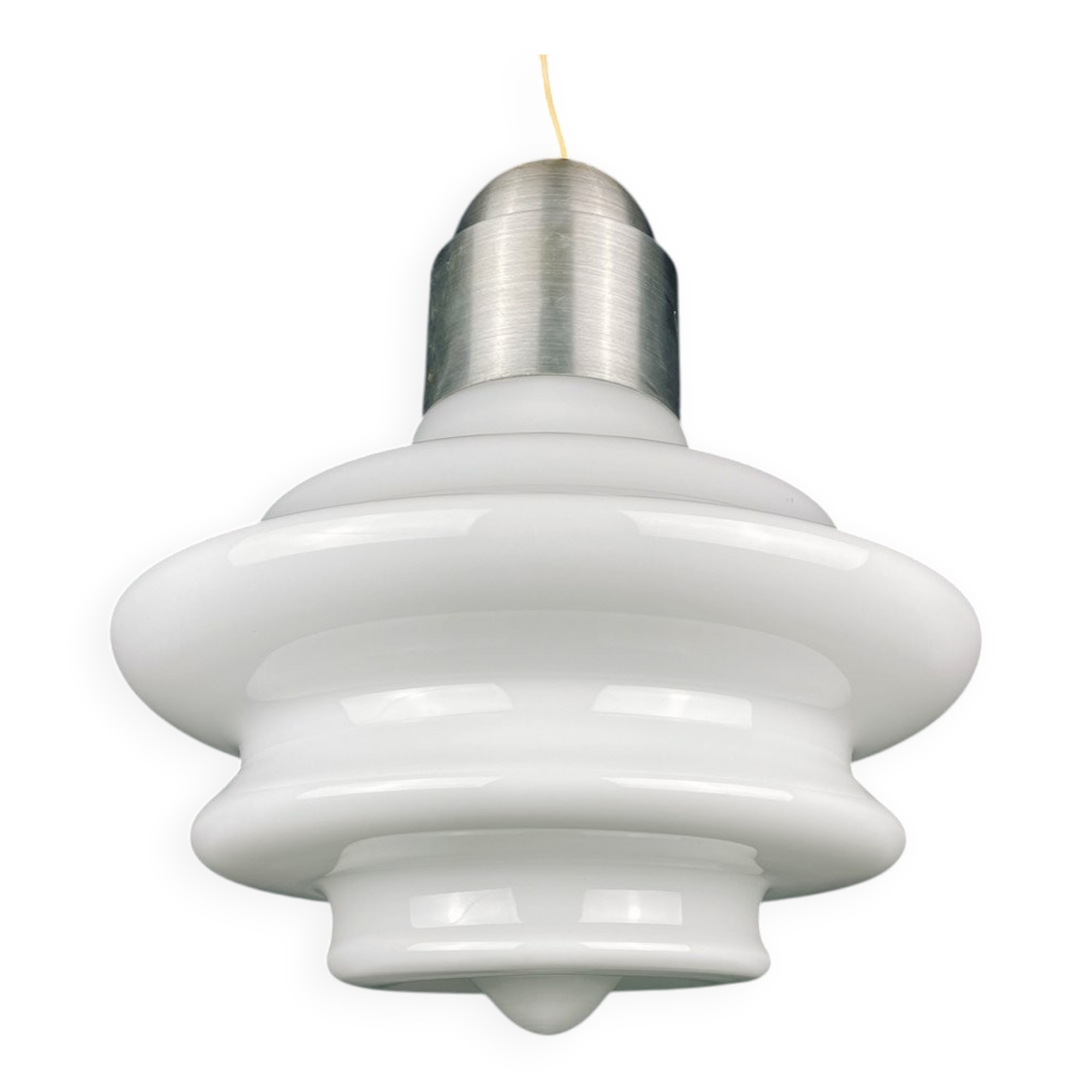 Large opaline glass pendant lamp, mid-century, Italy, 1960s.