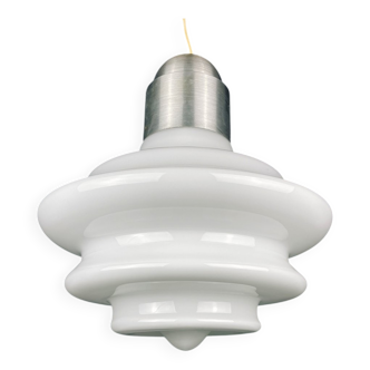 Large opaline glass pendant lamp, mid-century, Italy, 1960s.