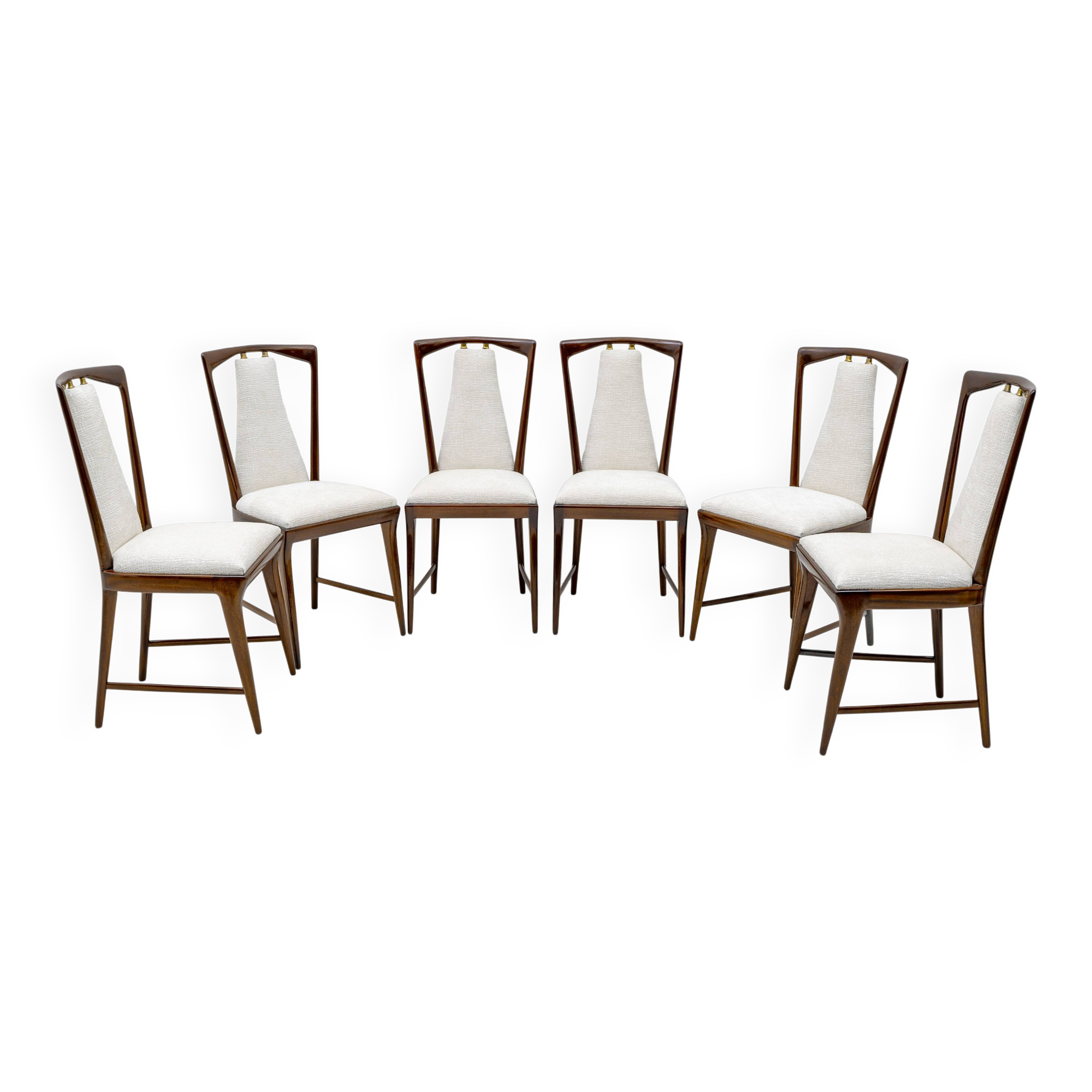 Set of 6 Osvaldo Borsani Mid-Century Modern Italian Bouclè Dining Chairs