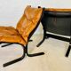 Vintage norwegian mid century leather Seista chairs by Ingmar Relling