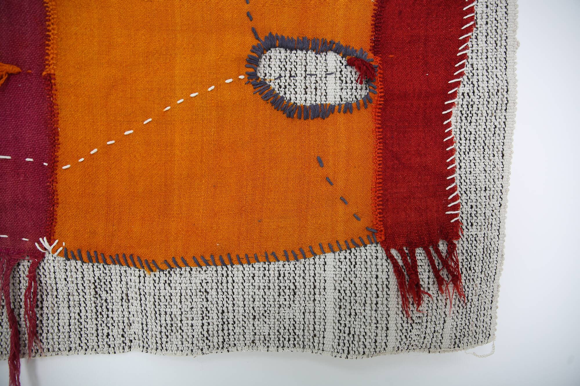 Handwoven Textile Wall Hanging, Vintage Wall Rug, 106x156 Cm