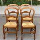 4 Louis Philippe chairs, solid curved wood and straw