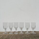 6 antique art deco crystal stemmed glasses - wine or water glasses