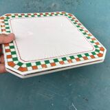 Vintage checkered ceramic trivet