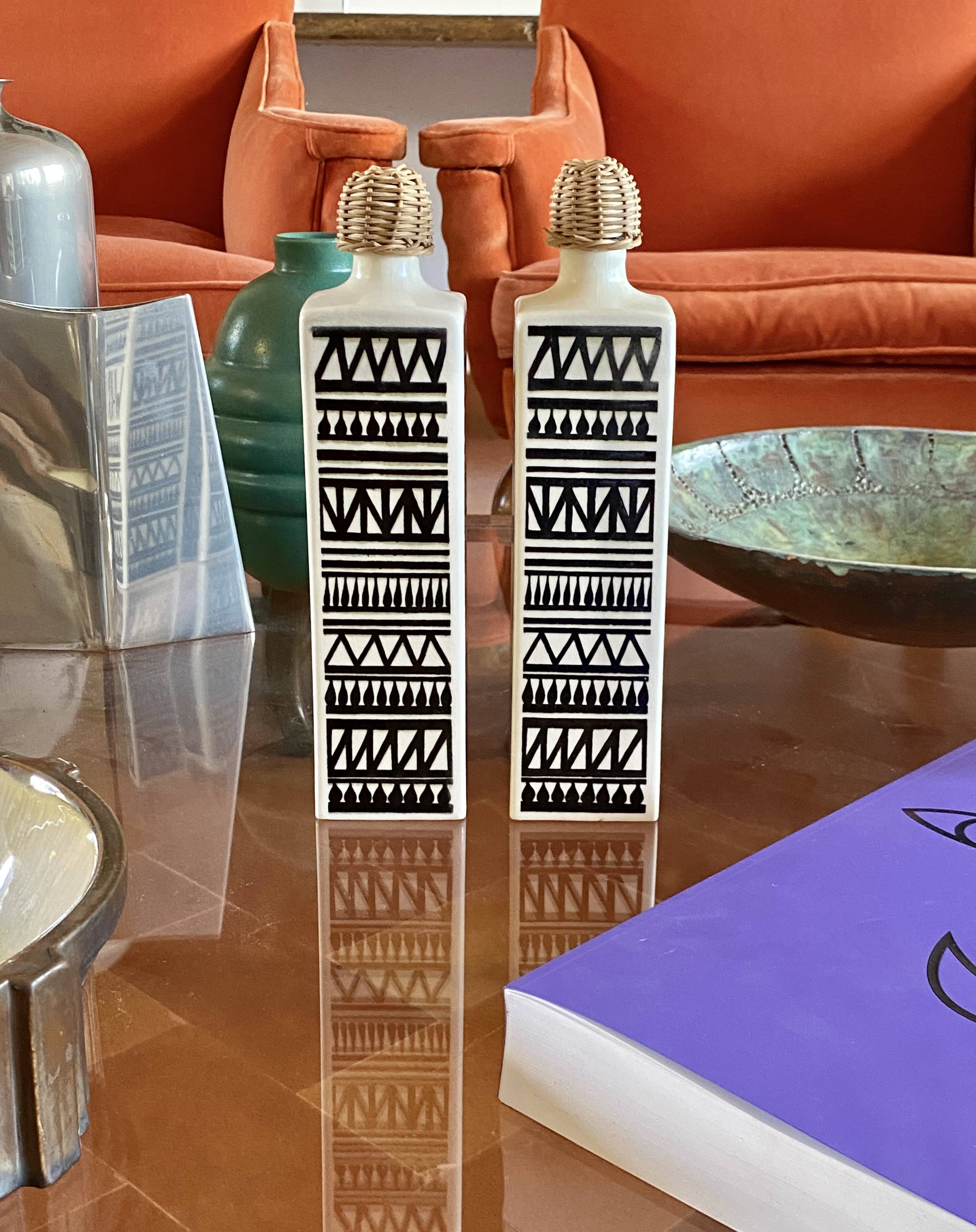 Mid-century set of 2 ceramic bottles, Staffel Limburg Germany, 1960s