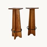 4 oak stools from France, 1950s.