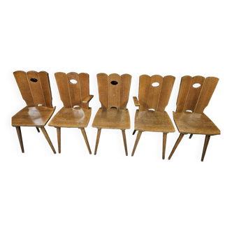 Set de 4 chaises et fauteuil vintage 1970"