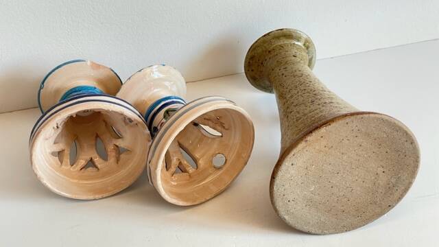 vintage handmade ceramic candle holders