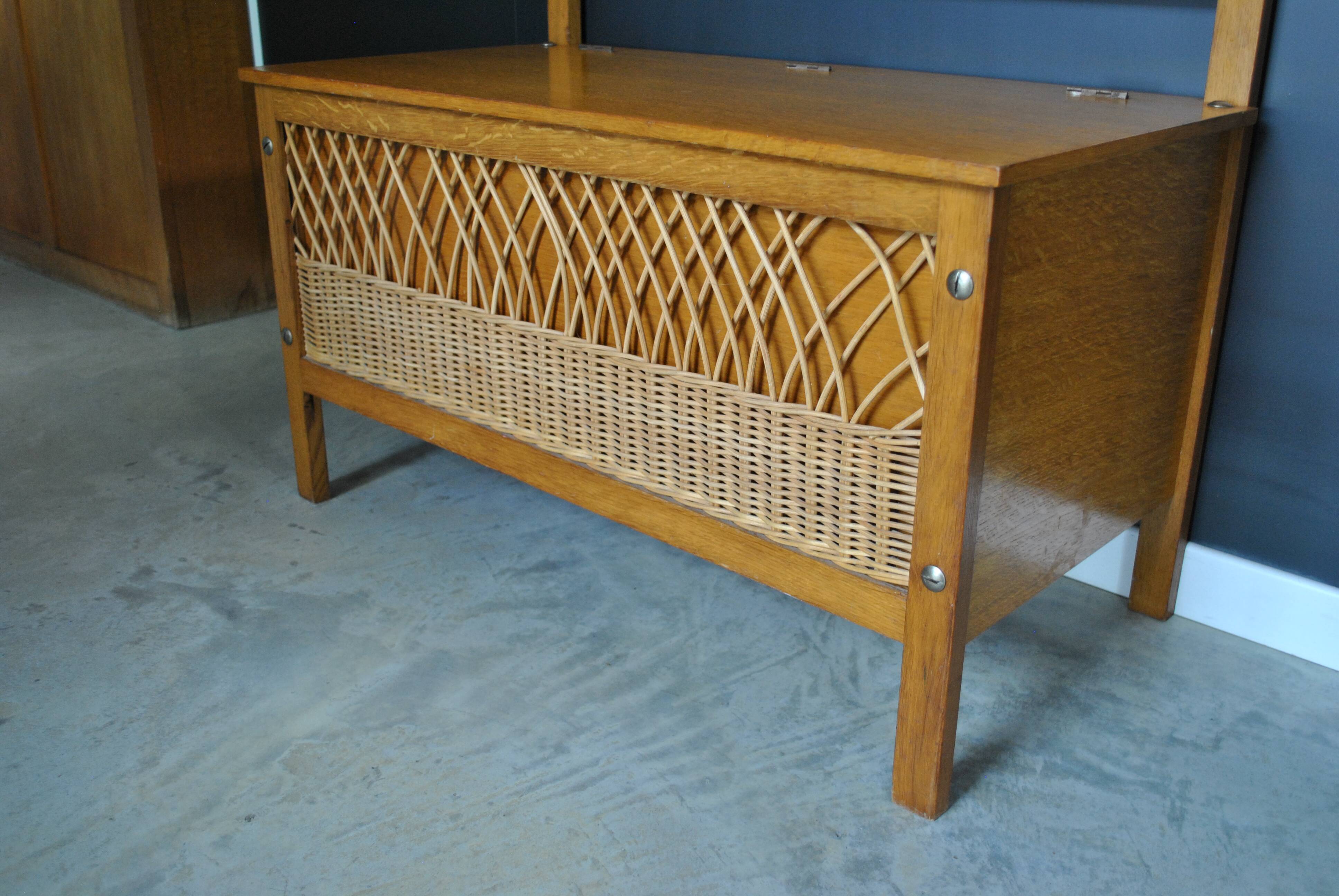 Coffre banc rotin 1960 vintage