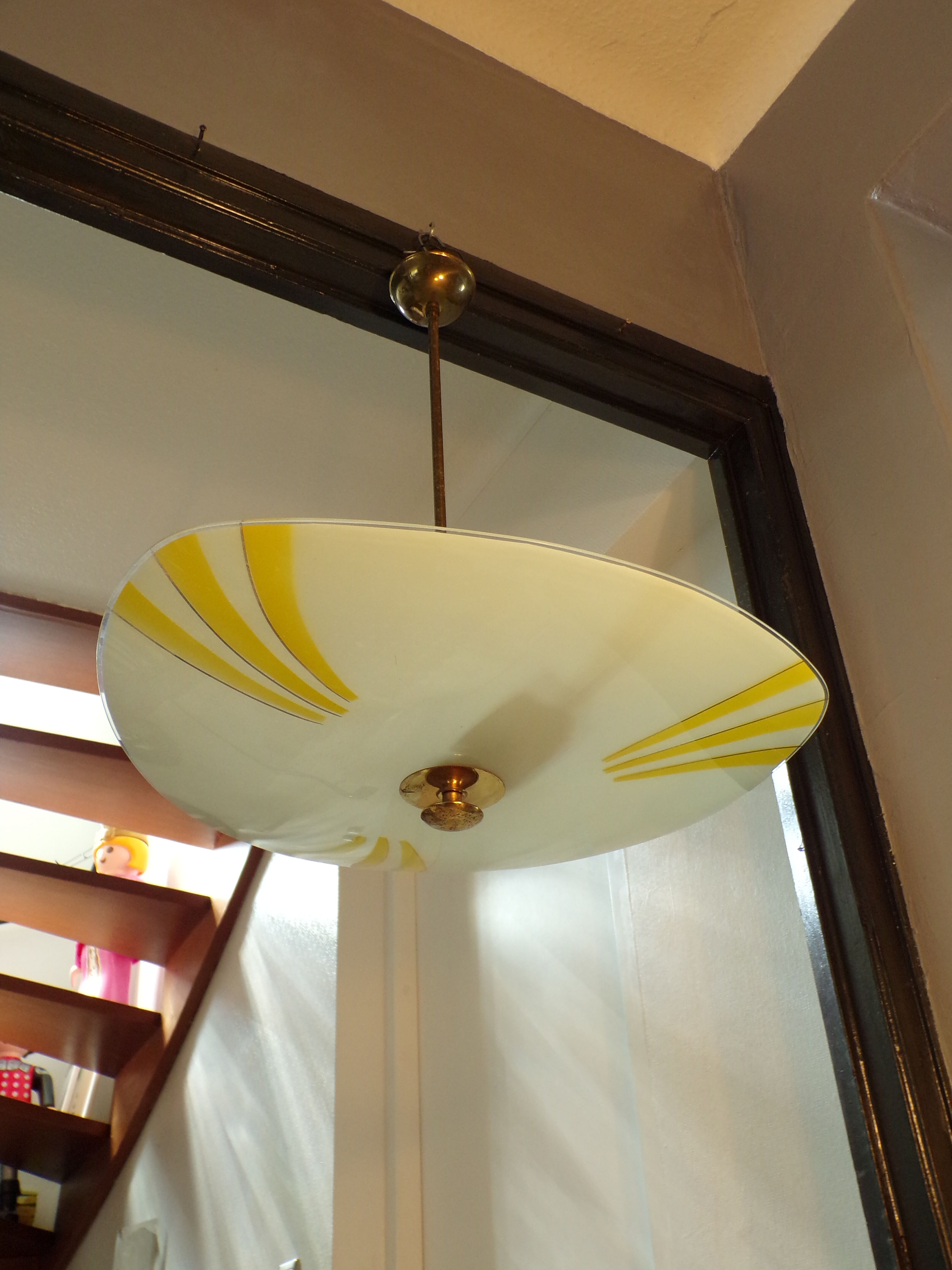 Vintage painted glass pendant lamp