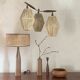 Scandinavian teak and rattan waterfall pendant light