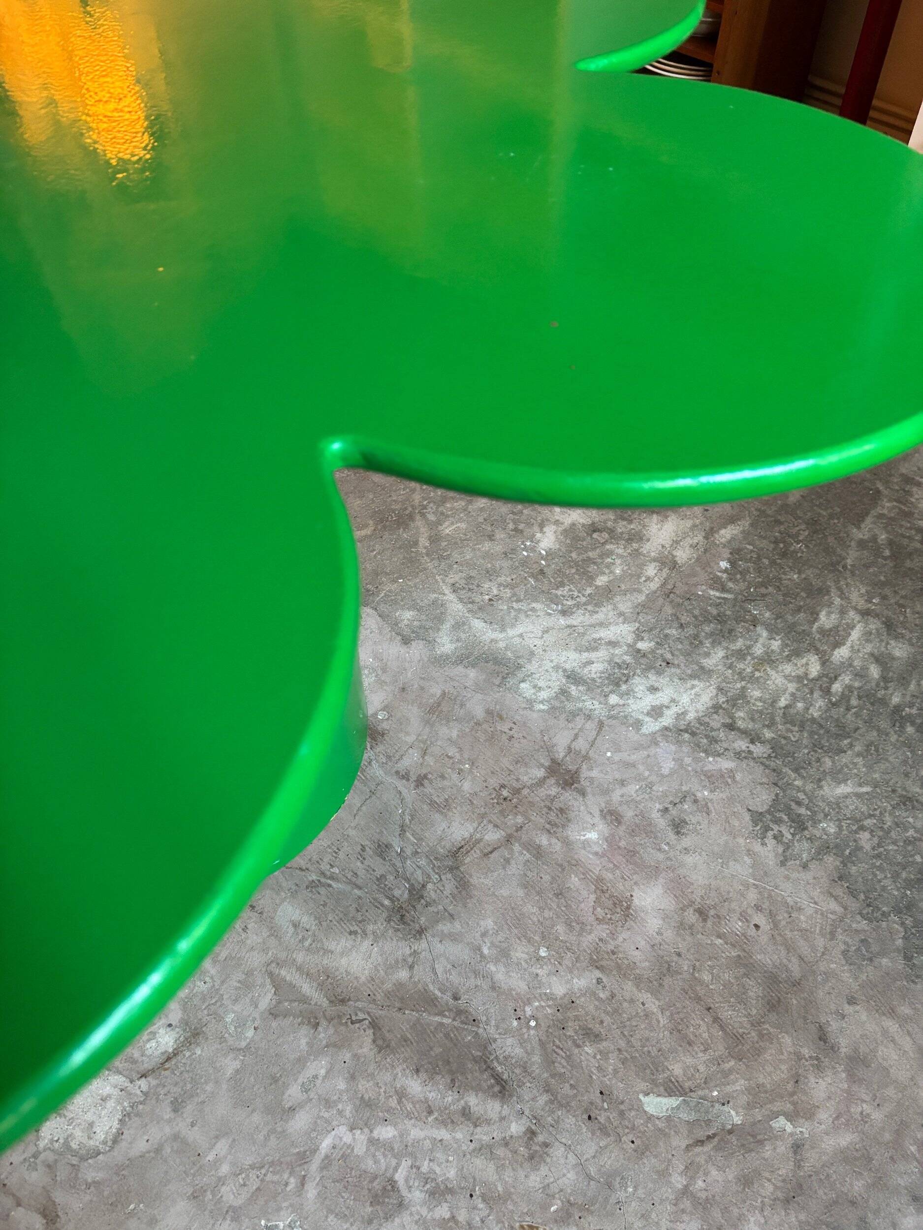 Tomotom table in wood and green metal by Bernard Holdaway, 1960